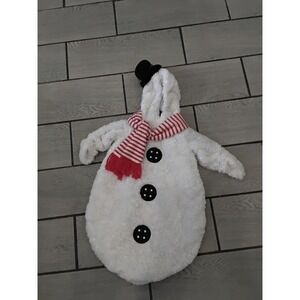 Miniwear Baby Snowman Costume Plush Faux Fur Hooded 0-9 Months White Red